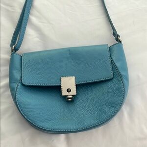 Blue Leather Shoulder Bag